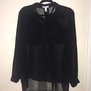 Ambiance Apparel Sheer Black Button Down
